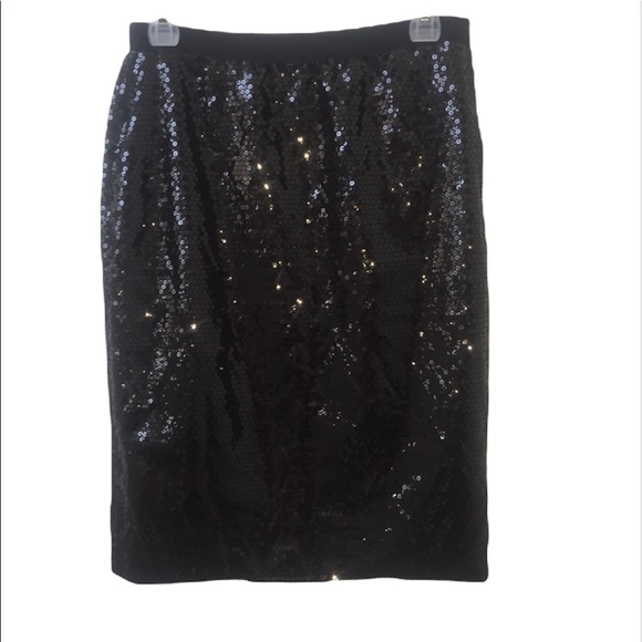 Poleci black sequin silk midi skirt size 4 - Picture 3 of 9